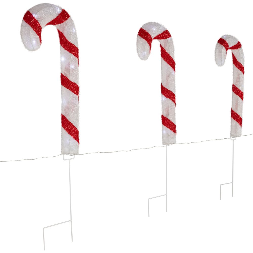 Lighted Candy Cane Christmas Pathway Lawn Stakes - 20" - Set of 3. Picture 4