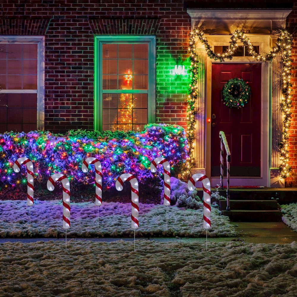 Lighted Candy Cane Christmas Pathway Lawn Stakes - 20" - Set of 3. Picture 2