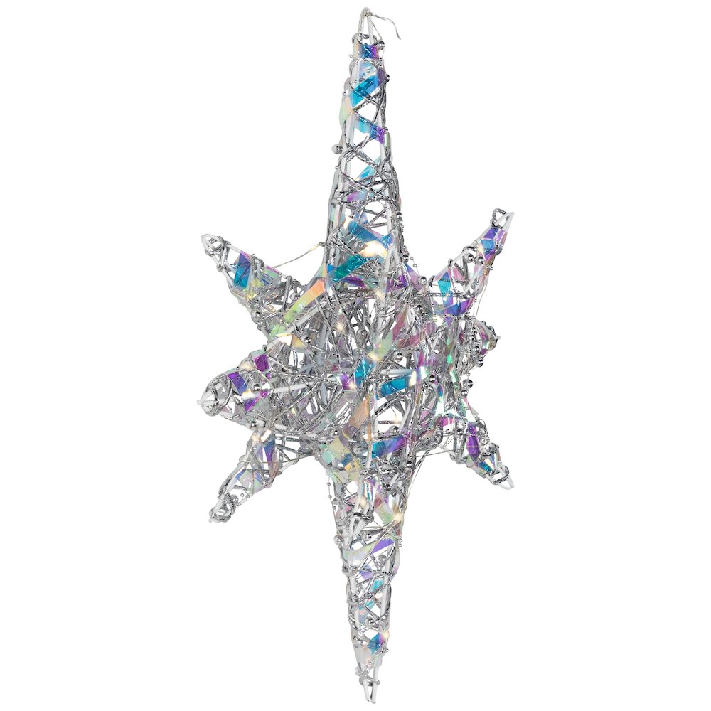3D Lighted Iridescent Beaded Bethlehem Star Outdoor Christmas Decoration - 20". Picture 4