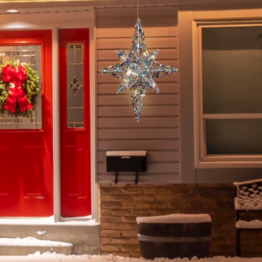 3D Lighted Iridescent Beaded Bethlehem Star Outdoor Christmas Decoration - 20". Picture 3