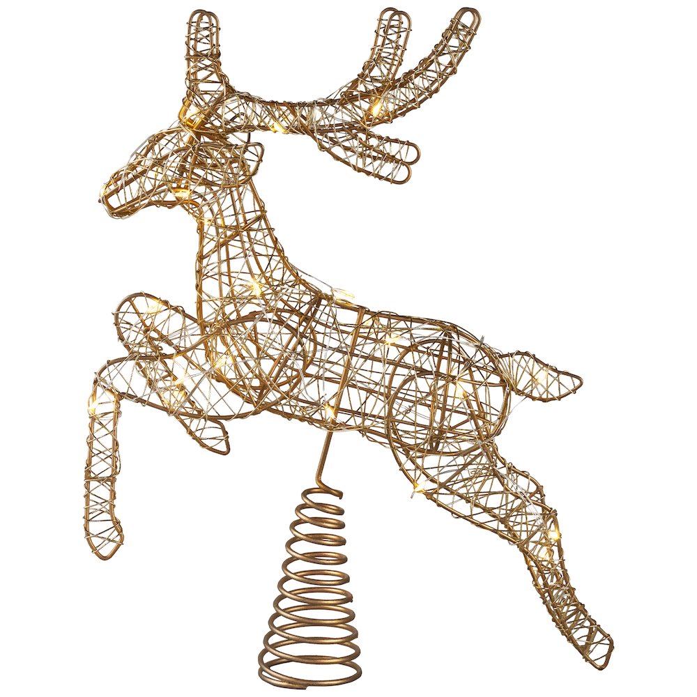 LED Lighted Reindeer Christmas Tree Topper - 13"  - Gold - Warm White Lights. Picture 5