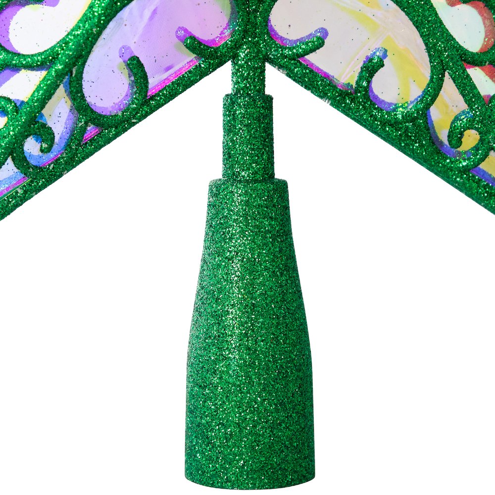 Glittered Star Christmas Tree Topper - 11" - Green - Multicolor Lights. Picture 6