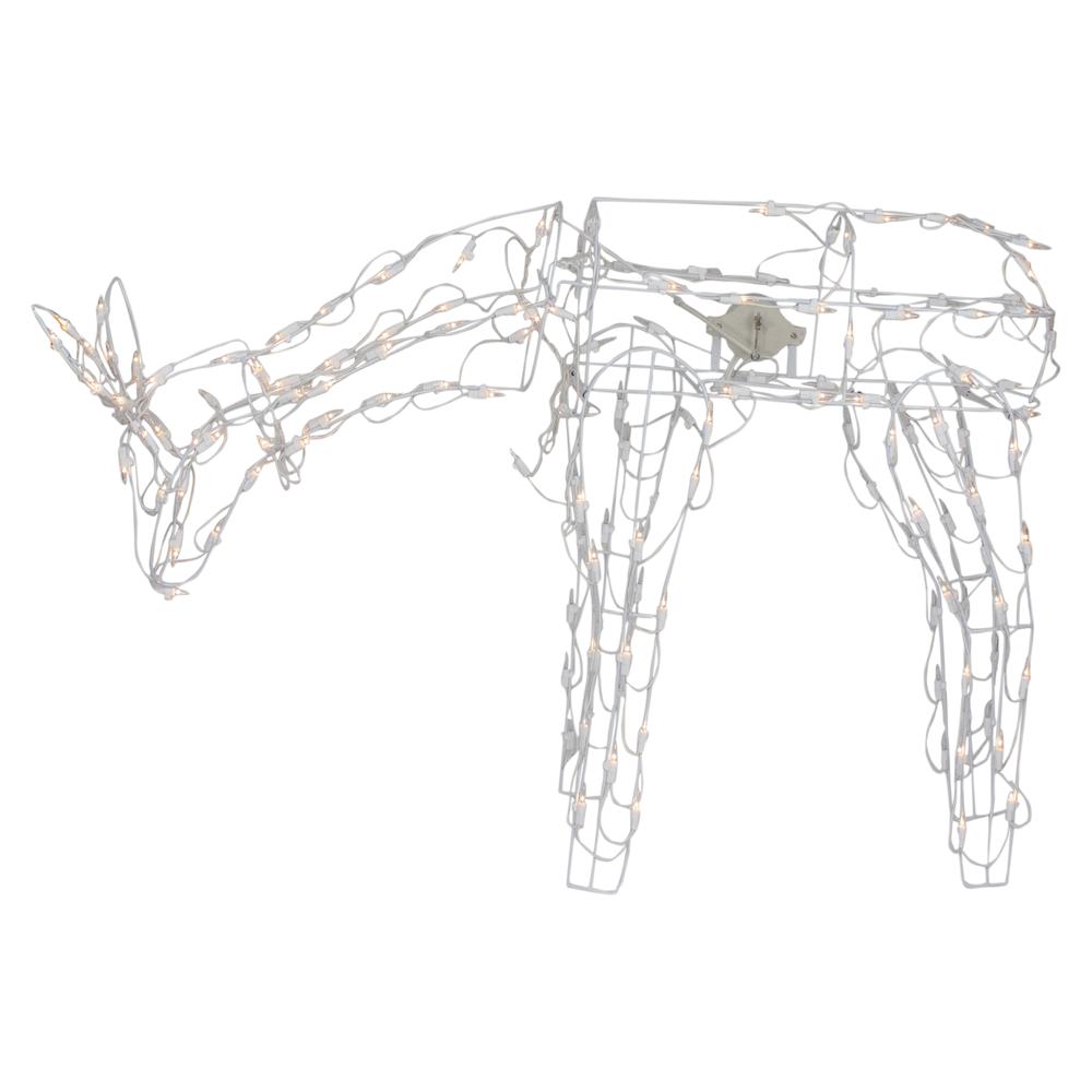 42" Lighted White Feeding Reindeer Animated Outdoor Christmas Decoration. Picture 2