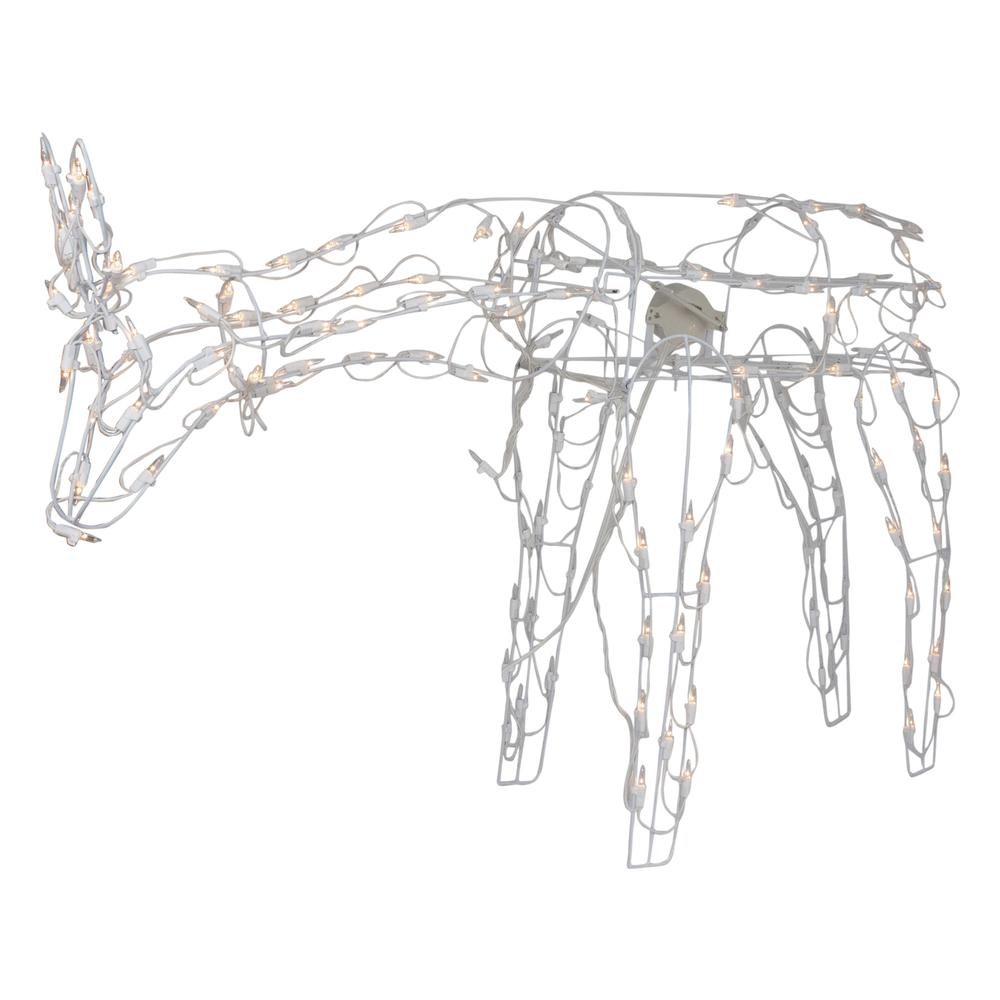 42" Lighted White Feeding Reindeer Animated Outdoor Christmas Decoration. Picture 3