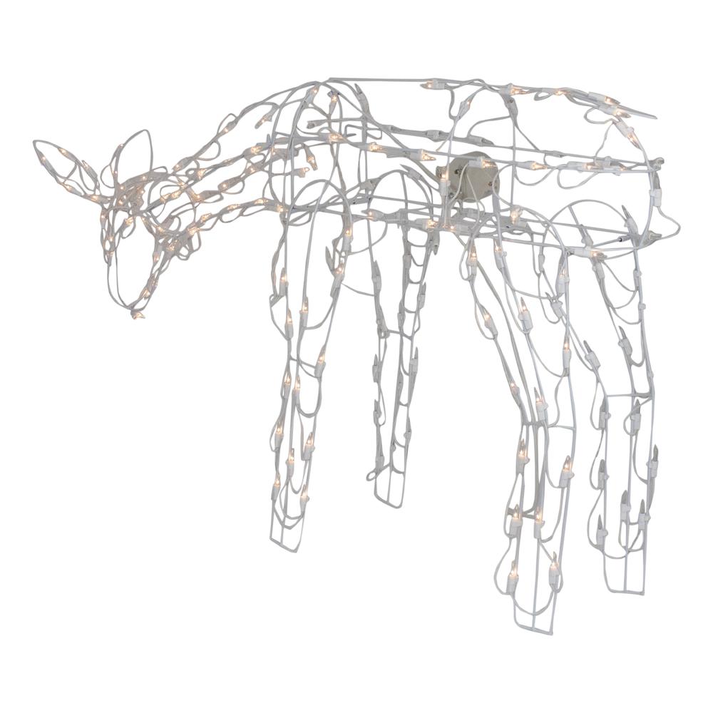 42" Lighted White Feeding Reindeer Animated Outdoor Christmas Decoration. Picture 4