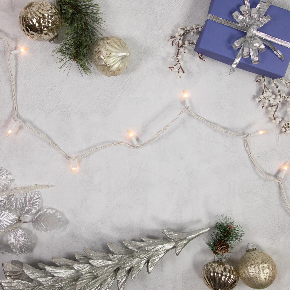 100 Count Frosted Clear Mini Christmas Lights  49.6 ft White Wire. Picture 2
