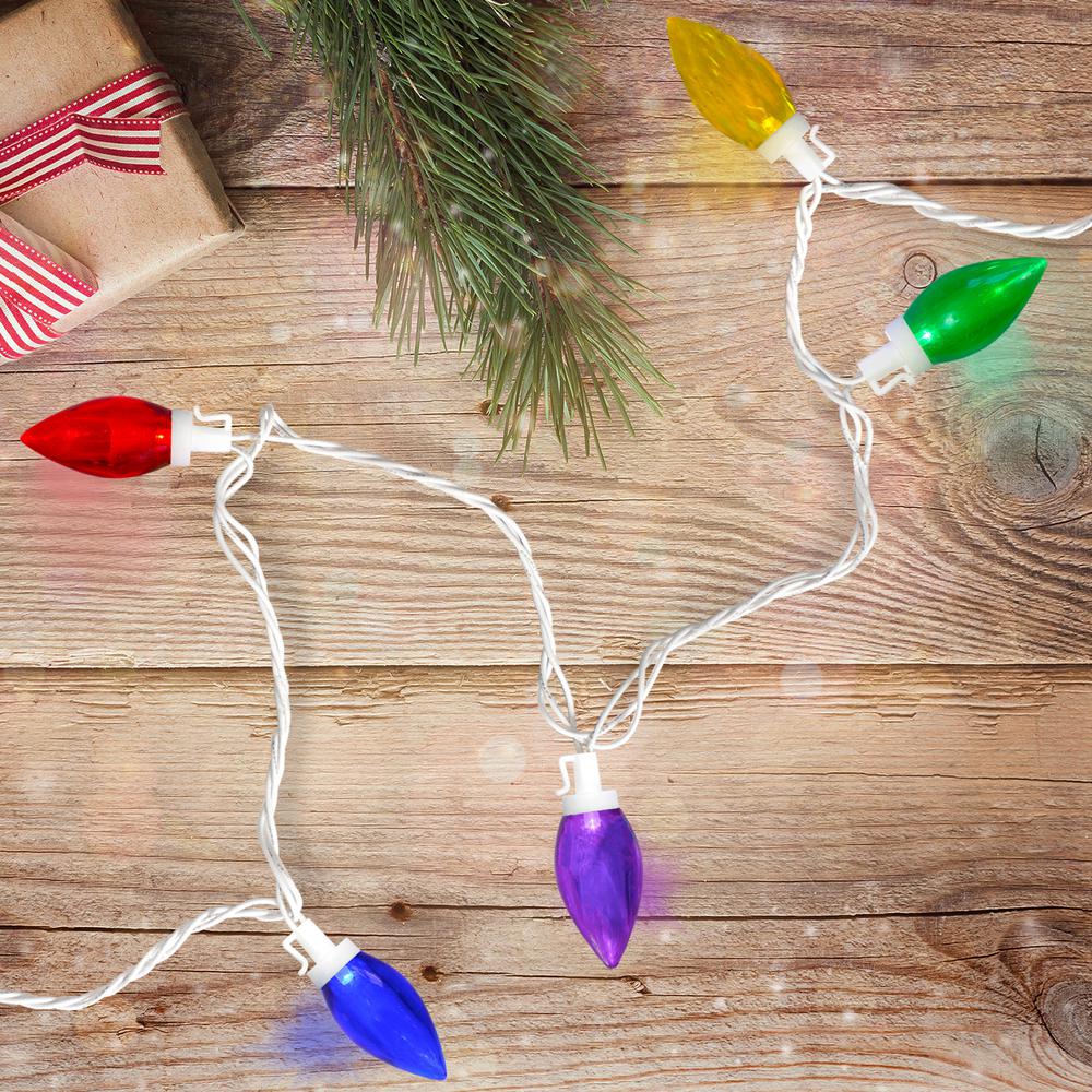 25 Count Multi-Color LED C9 Christmas Lights  16 ft White Wire. Picture 2