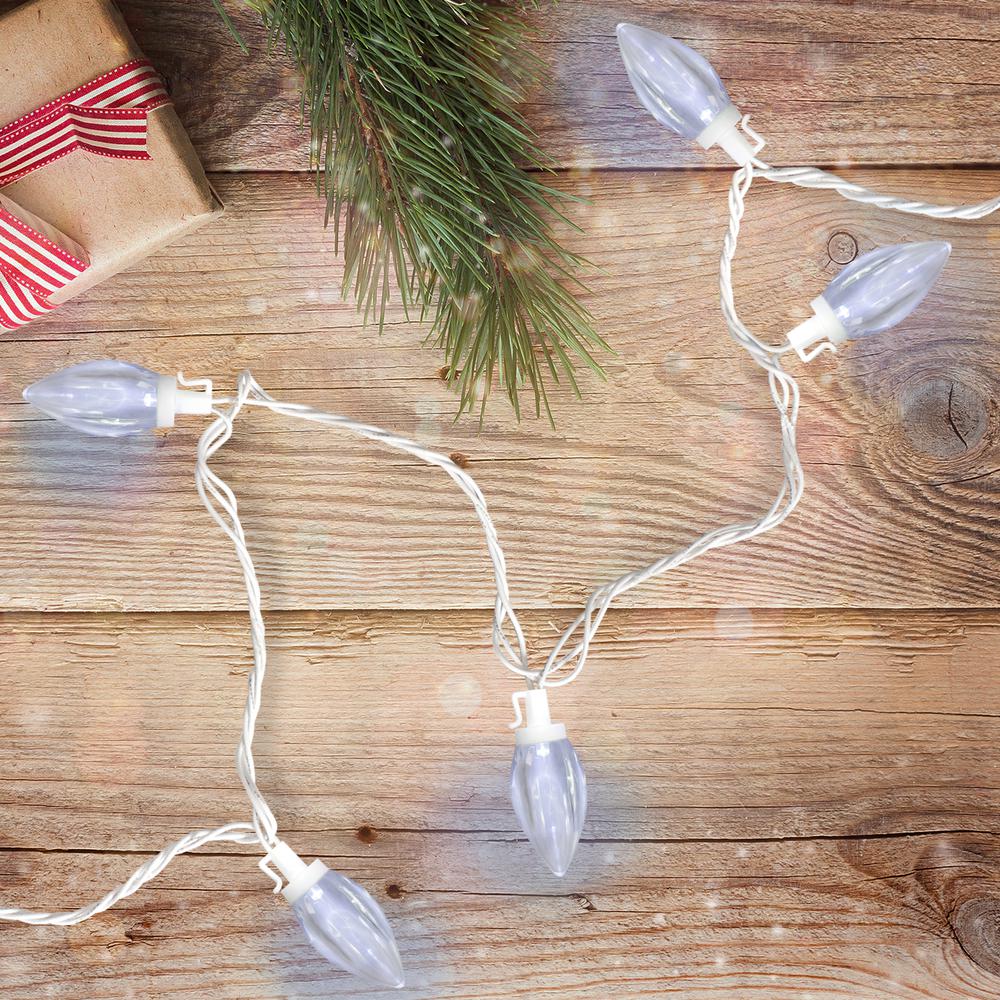 25 Count Pure White LED C9 Christmas Lights  16 ft White Wire. Picture 2