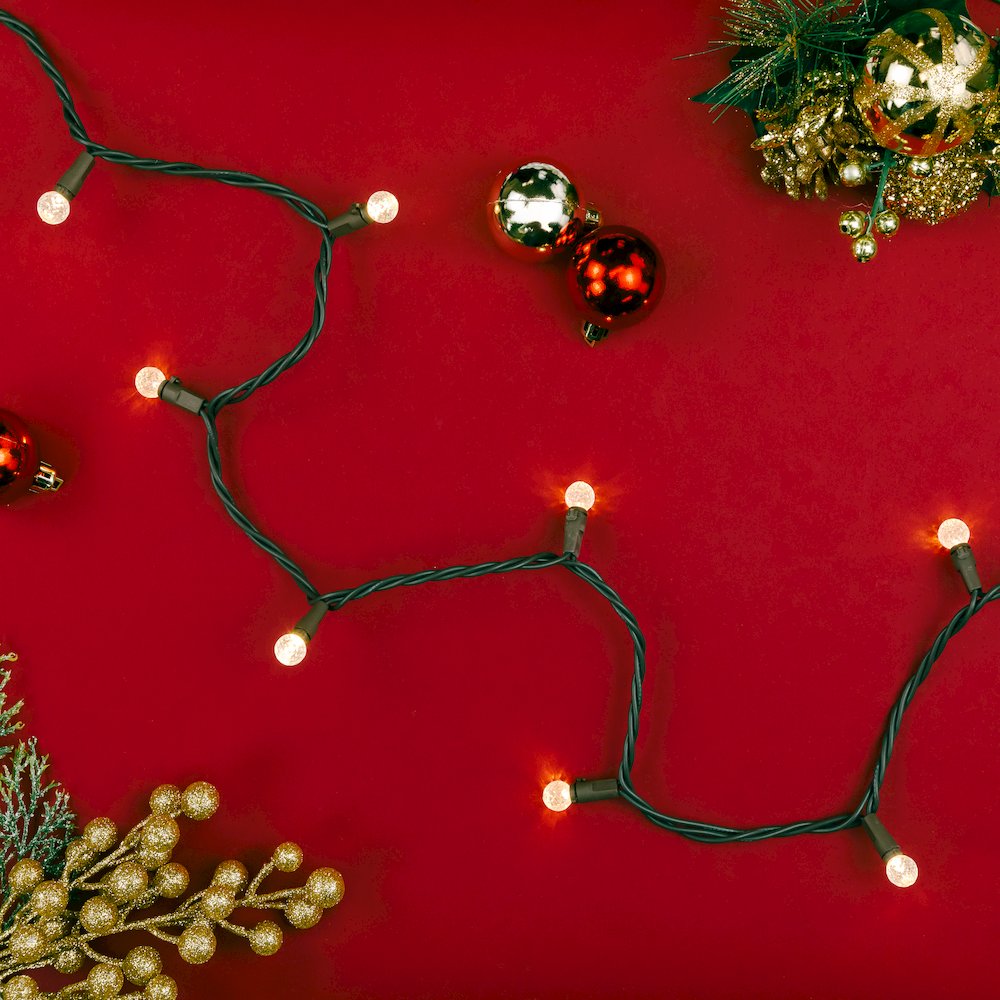 LED G12 Berry Christmas Lights - Warm White - 16' Brown Wire - 50 ct. Picture 3
