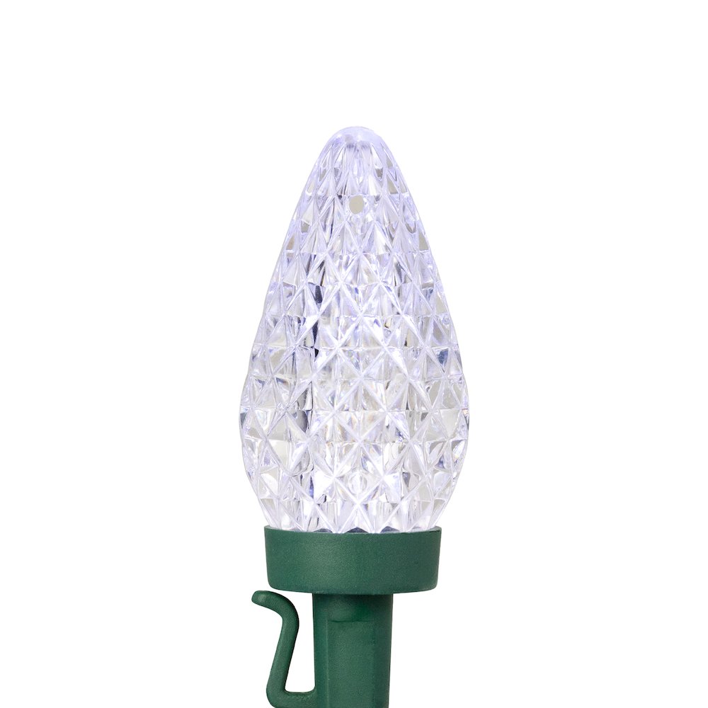 LED C9 Faceted Christmas Lights - Red  White and Blue - 66' Green Wire - 100ct. Picture 5
