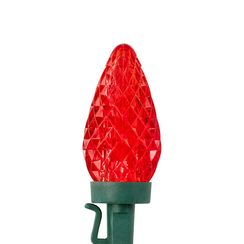 LED C9 Faceted Christmas Lights - Red  White and Blue - 66' Green Wire - 100ct. Picture 6