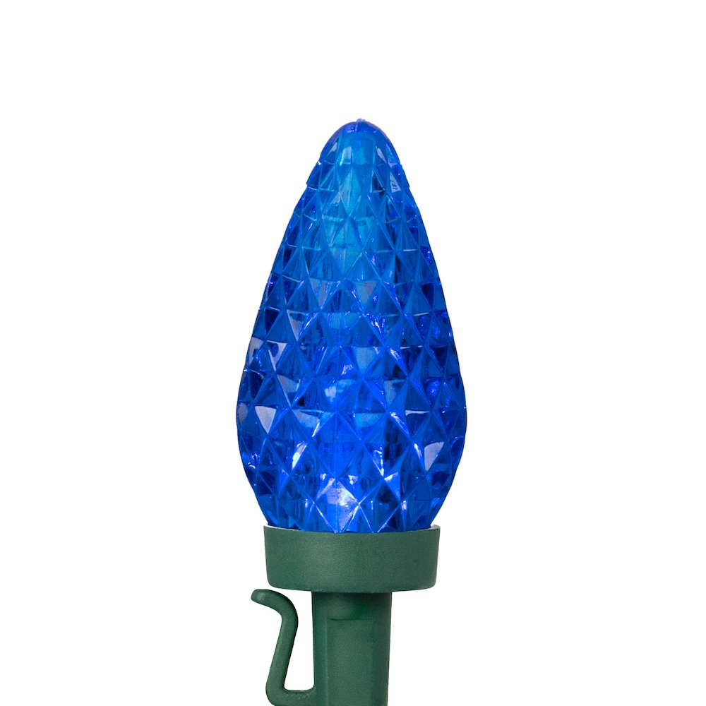 LED C9 Faceted Christmas Lights - Red  White and Blue - 66' Green Wire - 100ct. Picture 4