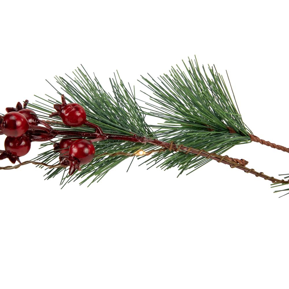 6.5' Pre-Lit Pine and Berry Artificial Christmas Garland  Warm White LED Lights. Picture 4