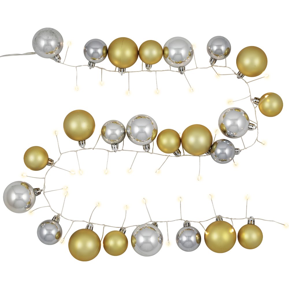 Ornament String Christmas Lights - Warm White - 3.75' Silver Wire - 50ct - Gold. Picture 1
