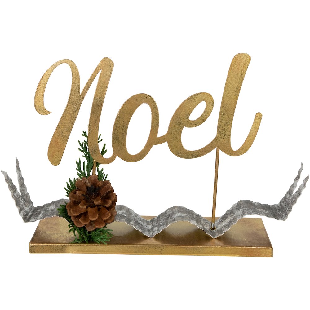 11" Pine and Pine Cone "NOEL" Tabletop Christmas Decor. Picture 1