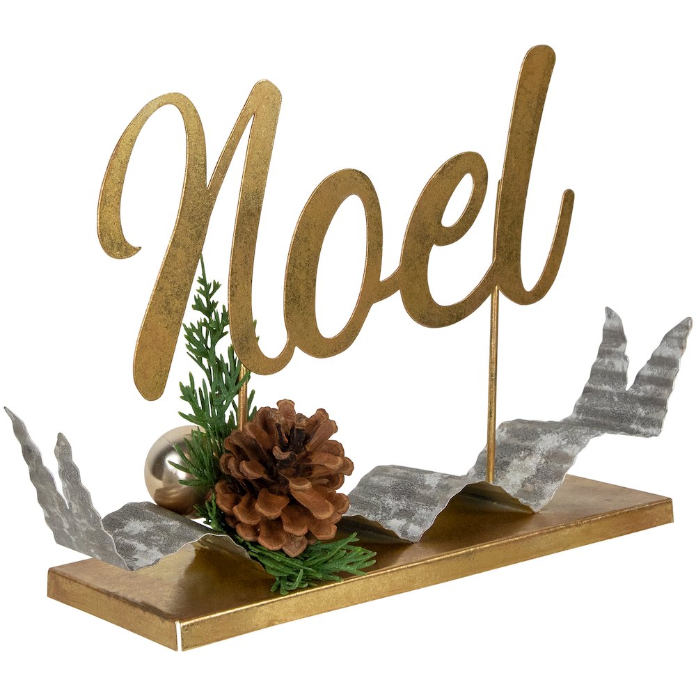 11" Pine and Pine Cone "NOEL" Tabletop Christmas Decor. Picture 4