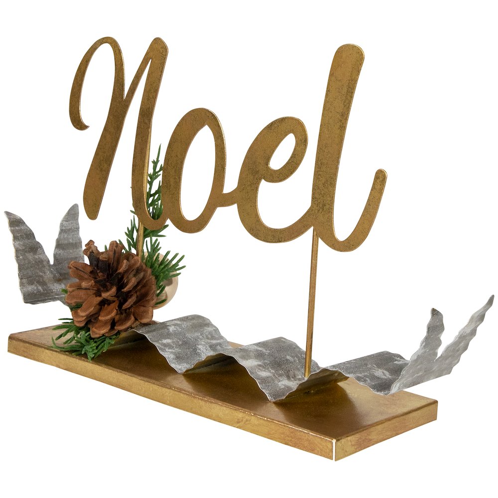 11" Pine and Pine Cone "NOEL" Tabletop Christmas Decor. Picture 5