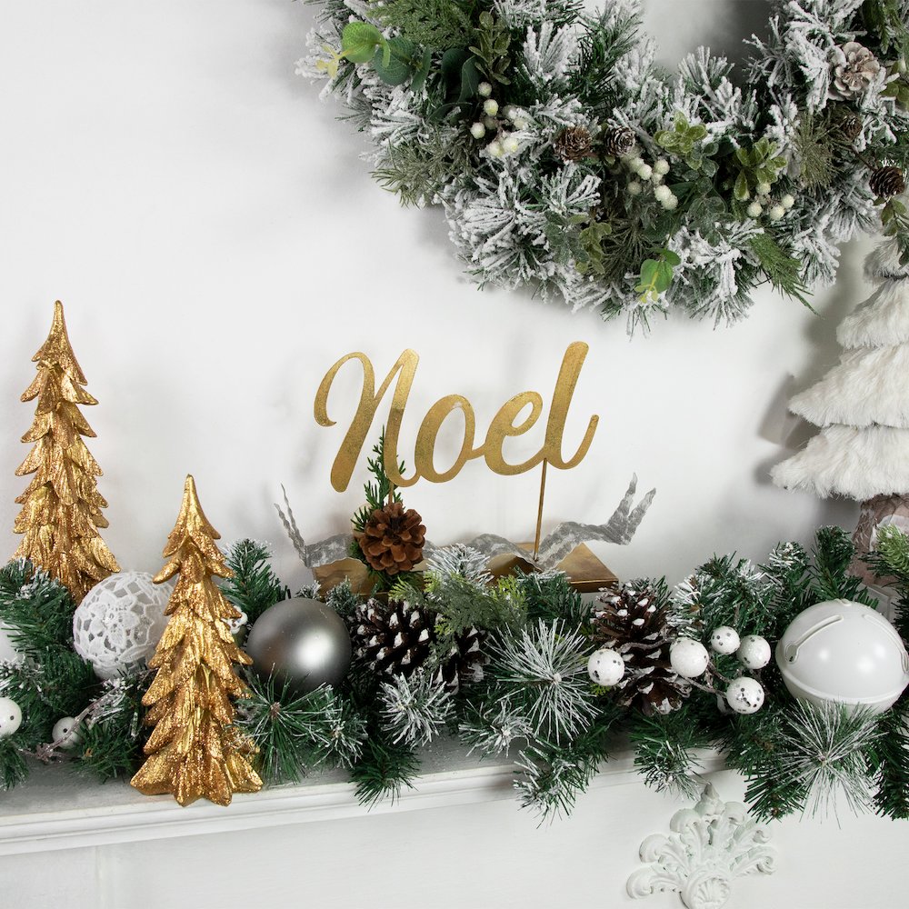 11" Pine and Pine Cone "NOEL" Tabletop Christmas Decor. Picture 2