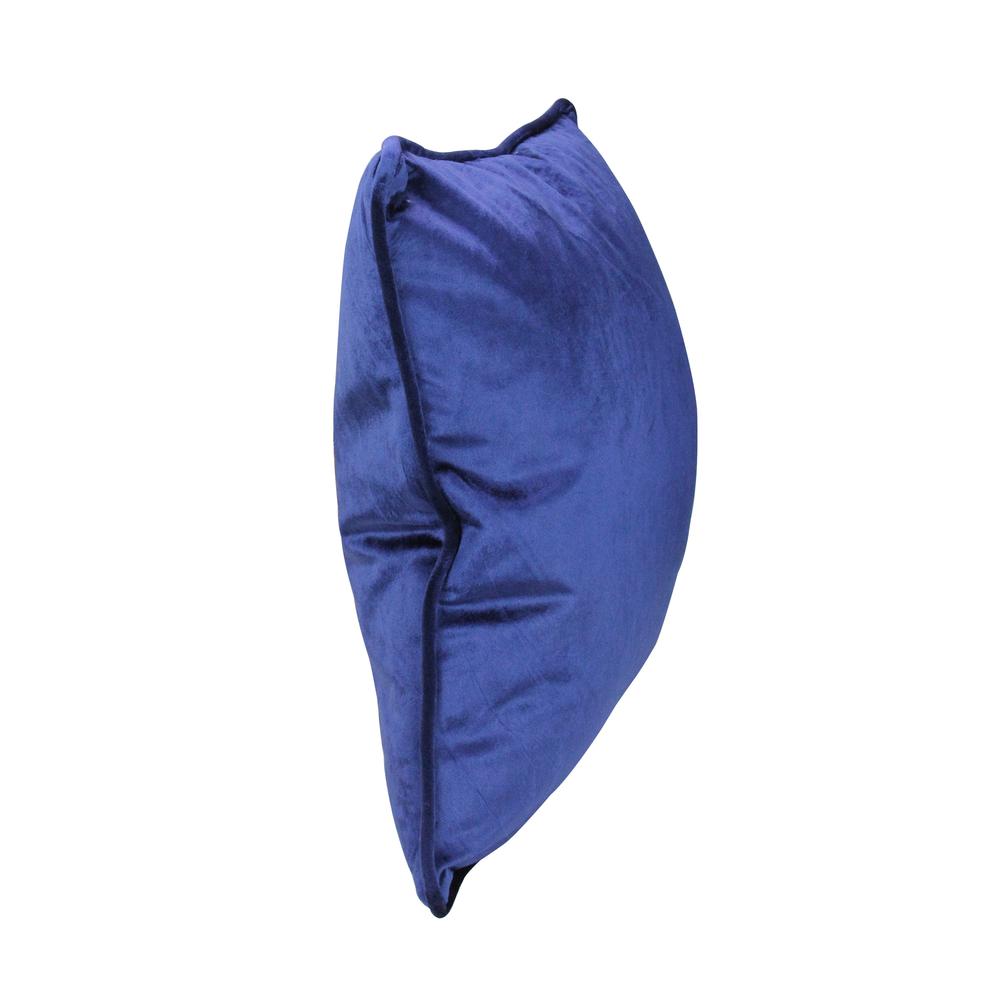 17" Navy Blue Velvet Plush Velvet Solid Square Throw Pillow with Piped Edging. Picture 2