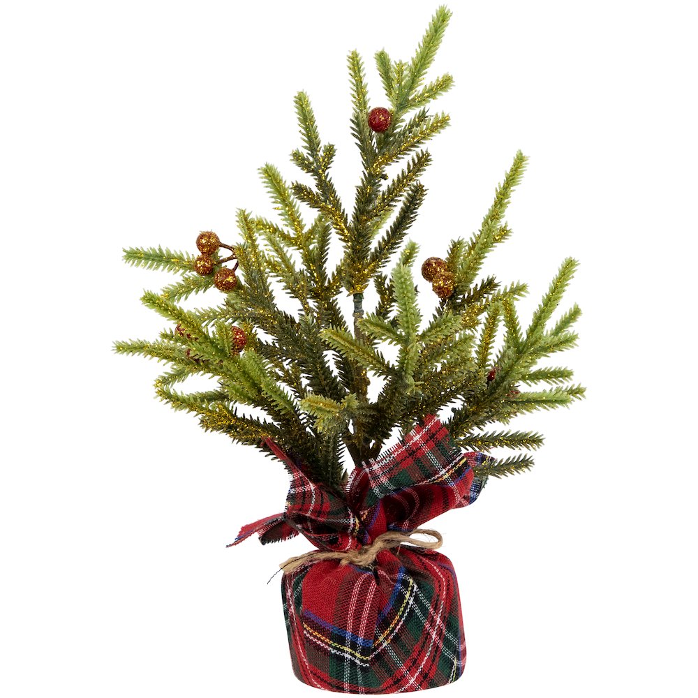 Mini Glittered Pine with Berries Artificial Christmas Trees - 9" - Set of 3. Picture 3