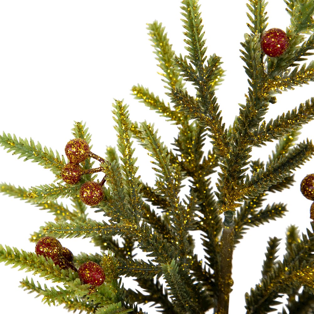 Mini Glittered Pine with Berries Artificial Christmas Trees - 9" - Set of 3. Picture 5