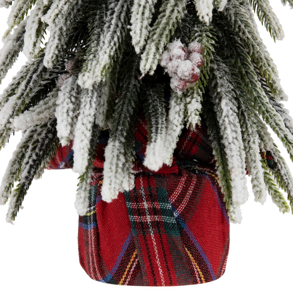 Mini Flocked Downswept Pine with Berries Artificial Christmas Tree - Unlit - 14". Picture 5