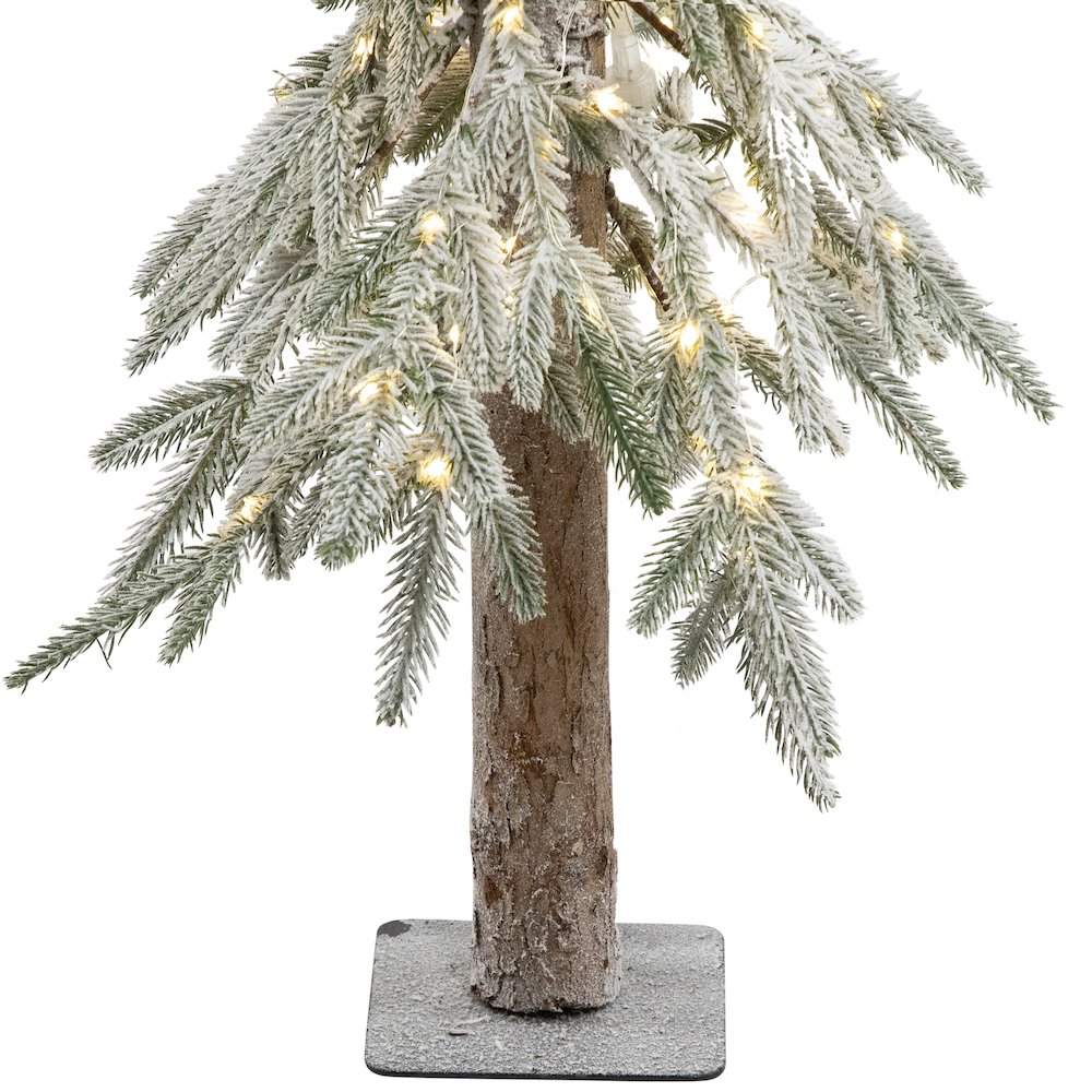 Frosted Battery Operated Alpine Artificial Christmas Tree -3' - Clear LED Lights. Picture 3