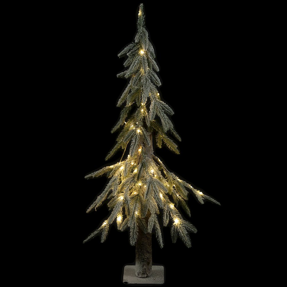 Frosted Battery Operated Alpine Artificial Christmas Tree -3' - Clear LED Lights. Picture 4