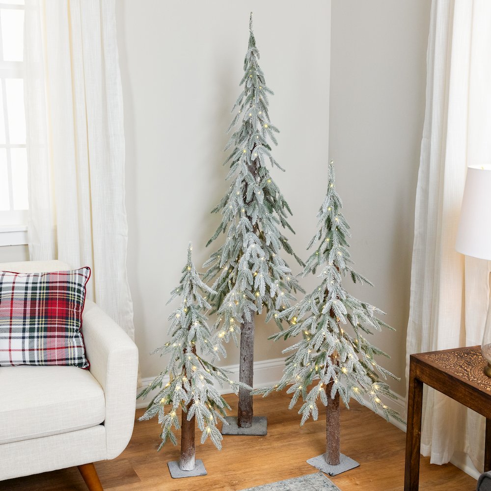 Frosted Battery Operated Alpine Artificial Christmas Tree -3' - Clear LED Lights. Picture 5