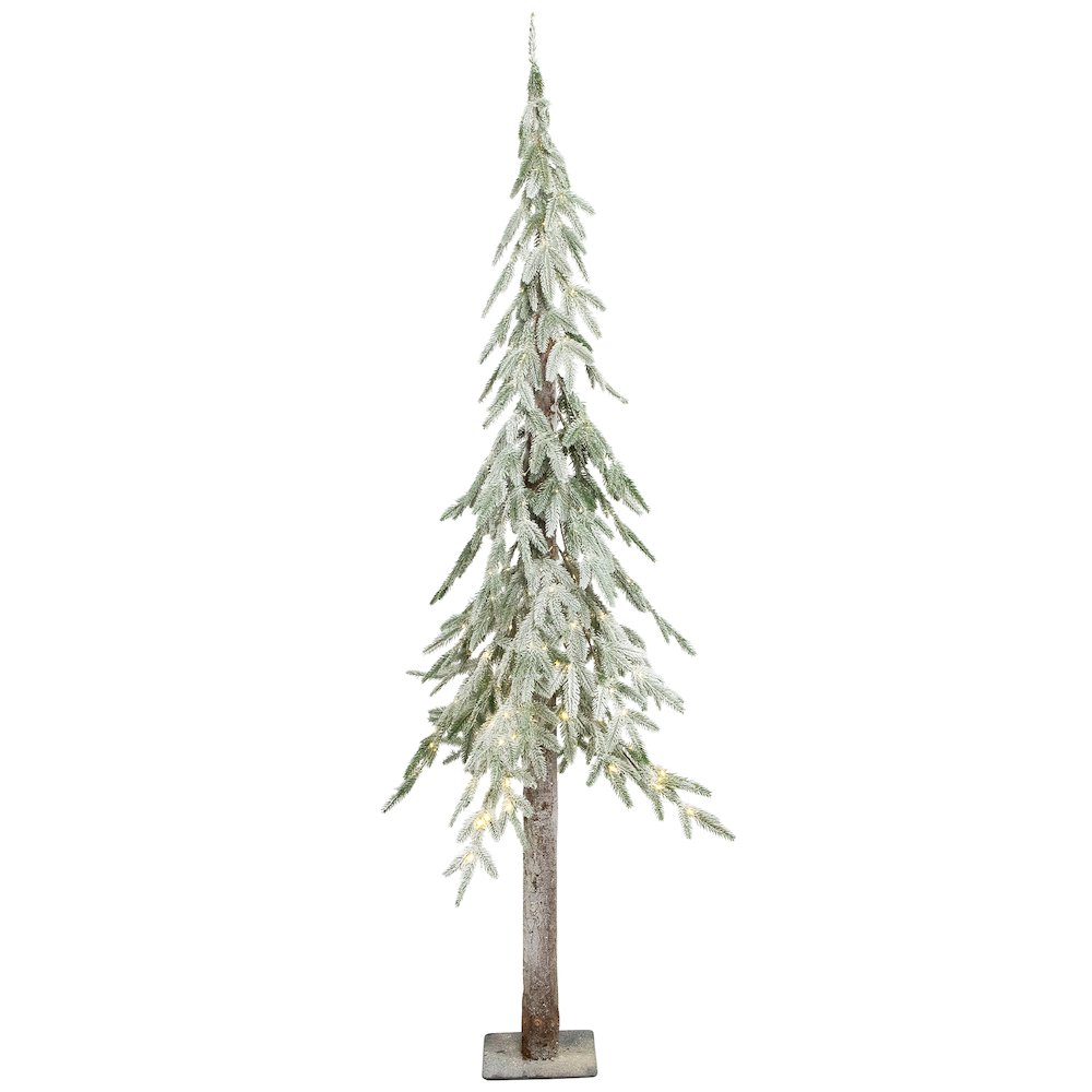 Pre-Lit Alpine Frosted Artificial Christmas Tree - 6' - Clear LED Lights. Picture 1