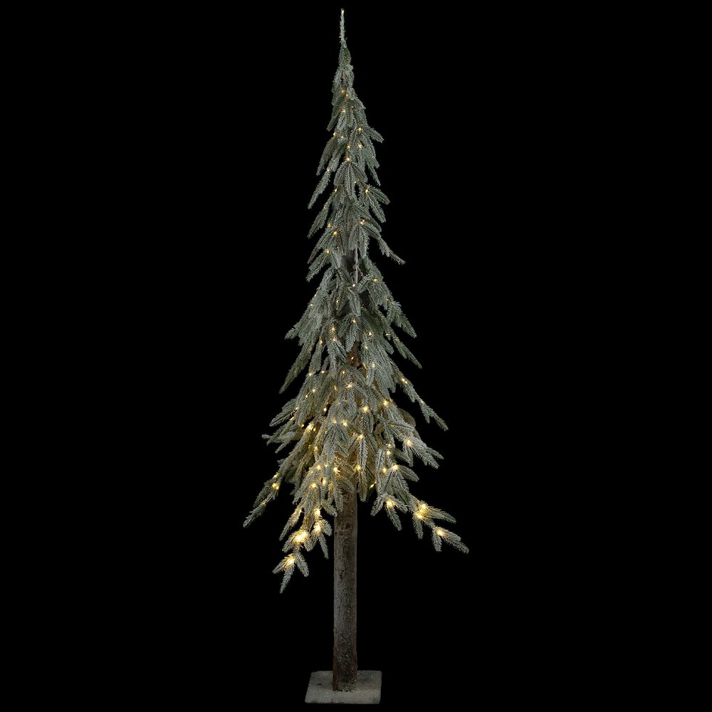 Pre-Lit Alpine Frosted Artificial Christmas Tree - 6' - Clear LED Lights. Picture 3