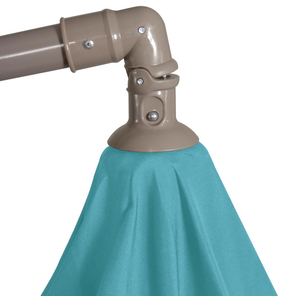 10ft Offset Outdoor Patio Umbrella with Hand Crank  Turquoise Blue. Picture 3