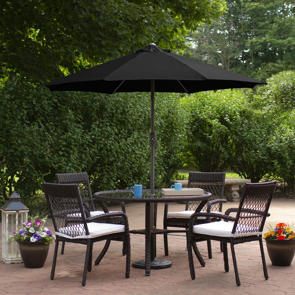 7.5ft Outdoor Patio Market Umbrella with Hand Crank  Black. Picture 2