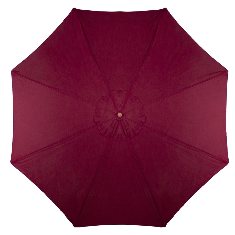 9ft Outdoor Patio Market Umbrella with Wooden Pole  Burgundy. Picture 3