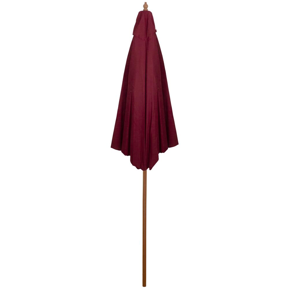 9ft Outdoor Patio Market Umbrella with Wooden Pole  Burgundy. Picture 4