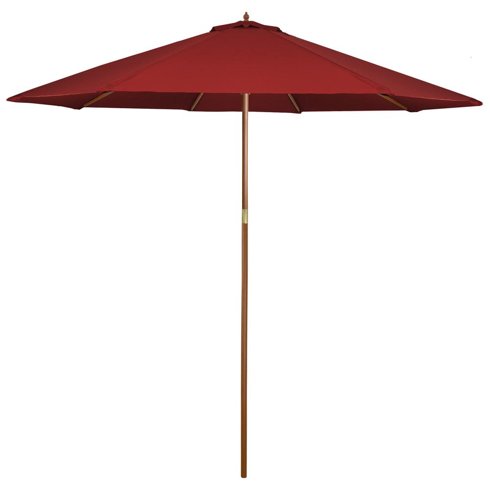 8.5ft Outdoor Patio Market Umbrella with Wooden Pole  Red. Picture 1