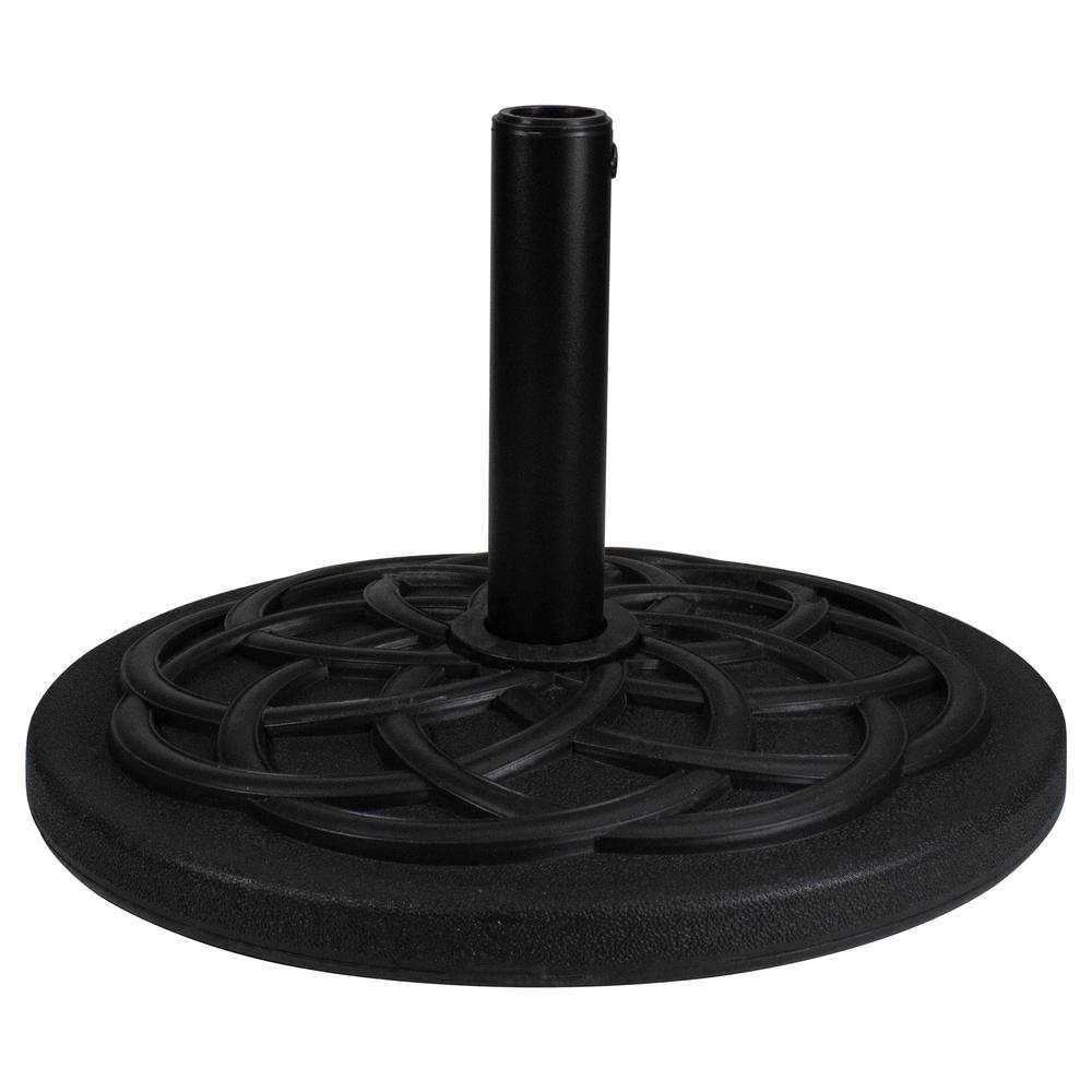 Black Flat Round Resin Base Stand for Patio Umbrella - 40lbs. Picture 1