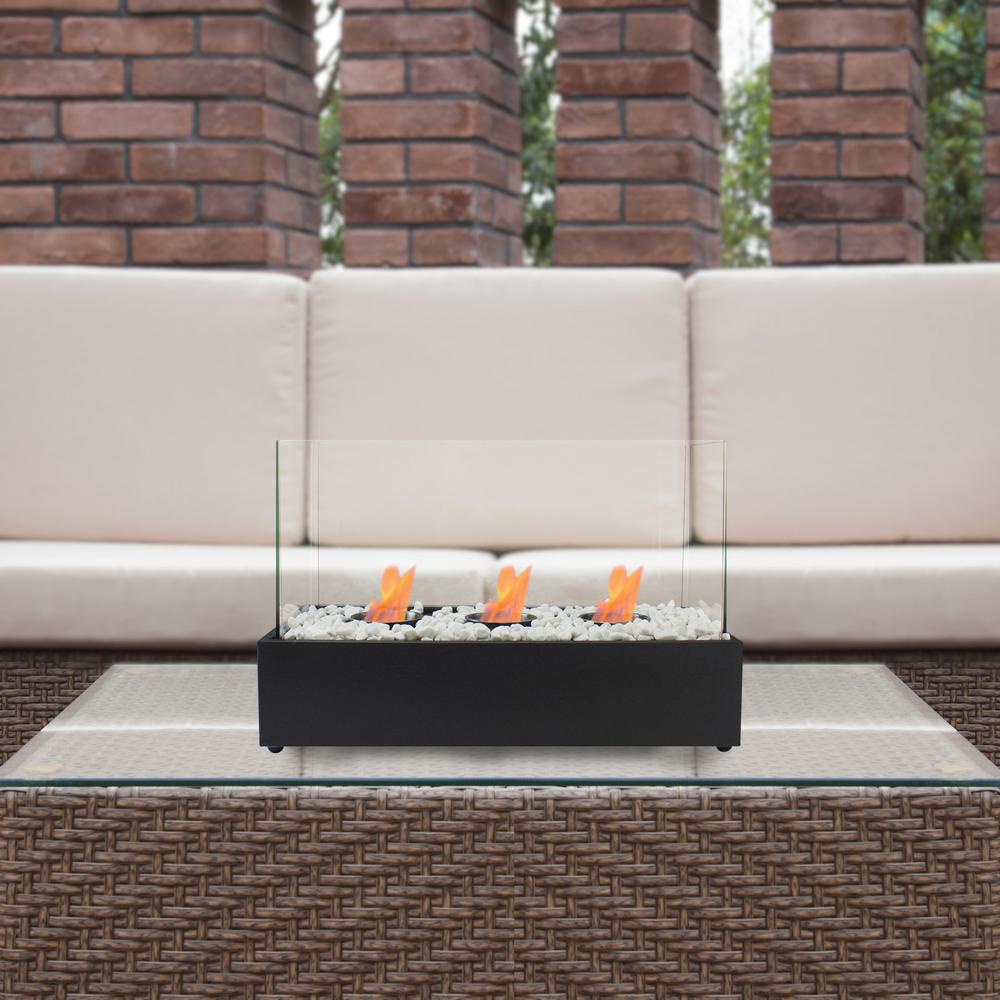 17.75" Bio Ethanol Ventless Portable Tabletop Triple Fireplace with Flame Guard. Picture 2