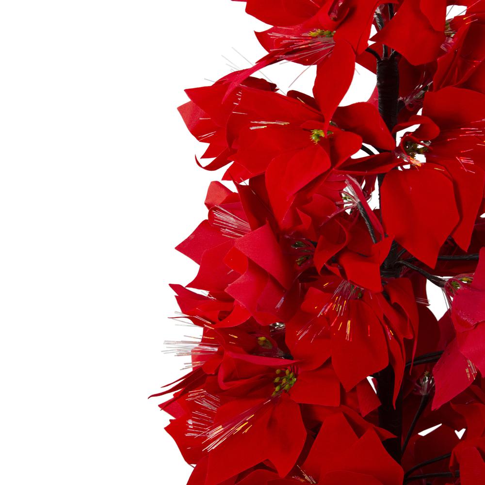 4' Pre-Lit Fiber Optic Color Changing Red Poinsettia Christmas Tree. Picture 3