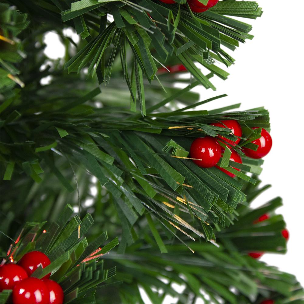 3' Pre-Lit Color Changing Fiber Optic Christmas Tree with Red Berries. Picture 6