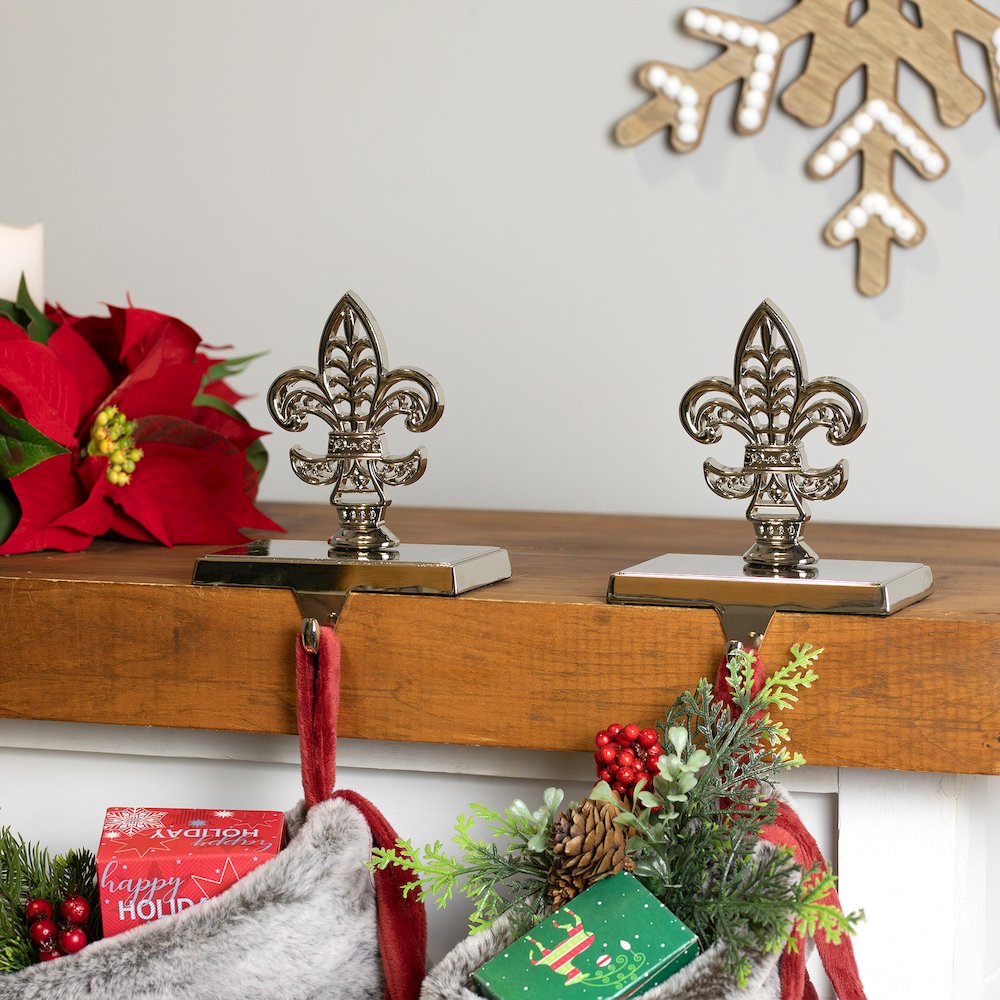 Fleur de Lis Christmas Stocking Holder - 5" - Set of 2. Picture 1