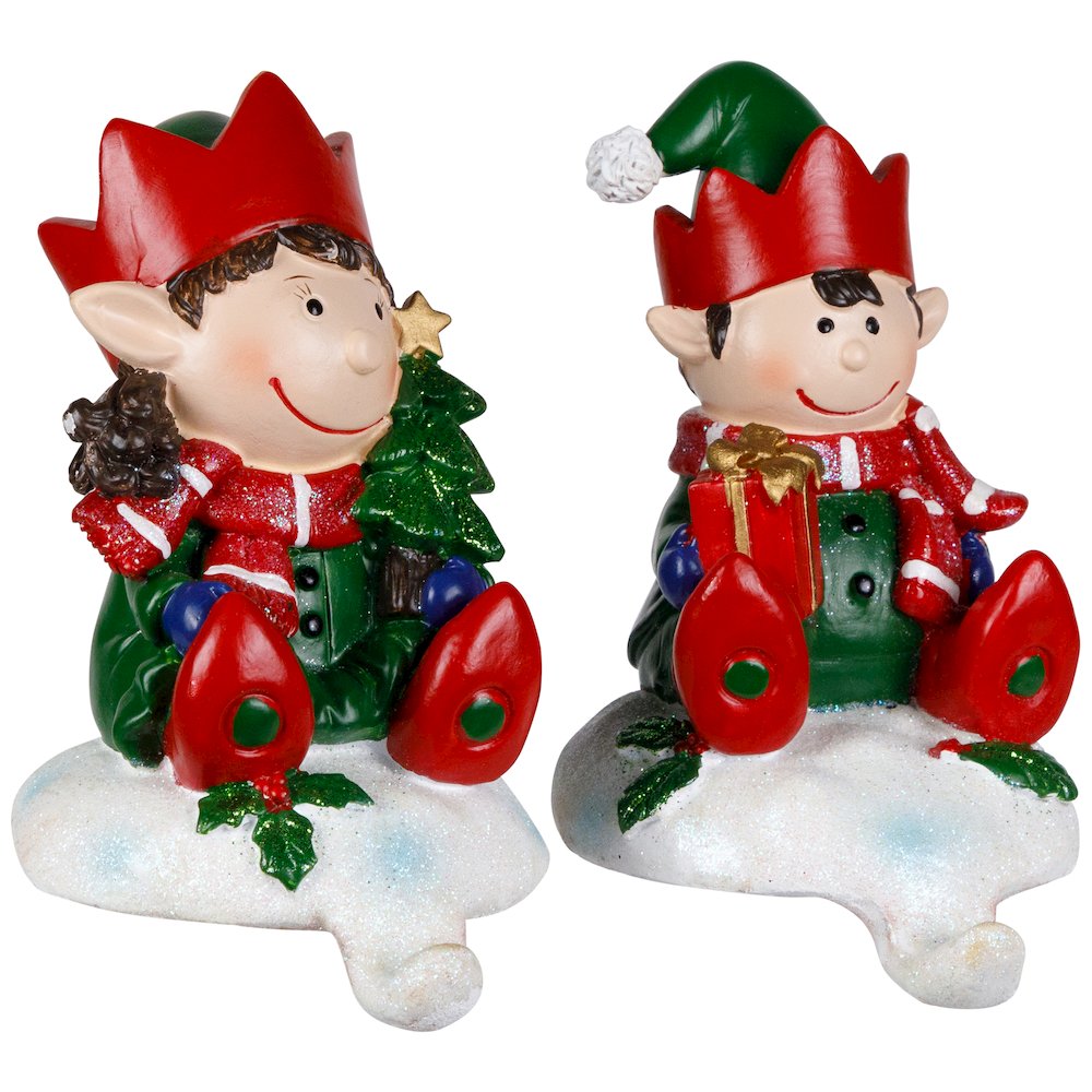 Festive Elves Christmas Stocking Holders - 5" - Set of 2. Picture 5