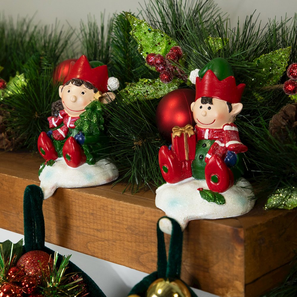 Festive Elves Christmas Stocking Holders - 5" - Set of 2. Picture 2