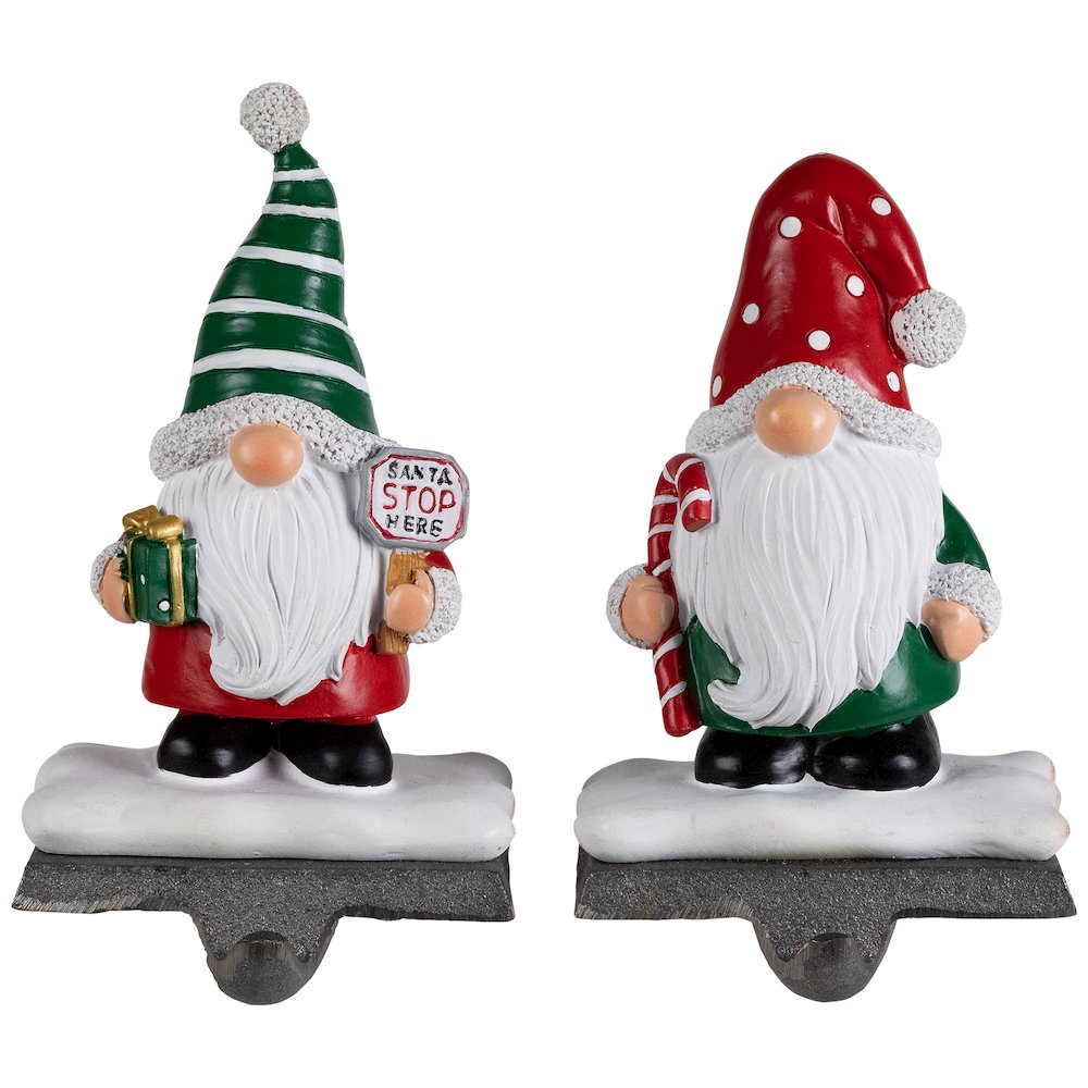 Santa Gnomes Christmas Stocking Holders - 6.25" - Set of 2. Picture 1