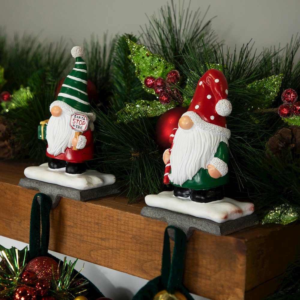 Santa Gnomes Christmas Stocking Holders - 6.25" - Set of 2. Picture 2