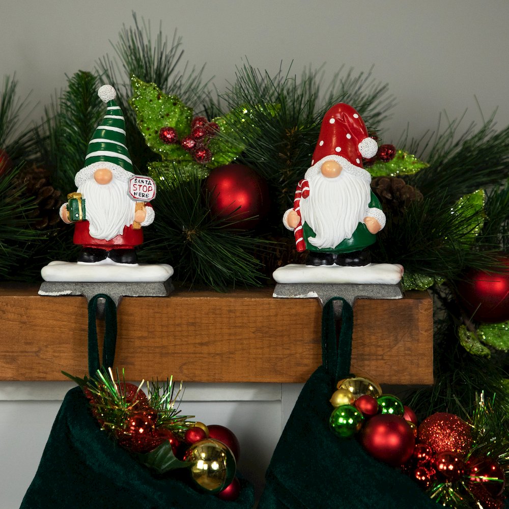 Santa Gnomes Christmas Stocking Holders - 6.25" - Set of 2. Picture 3