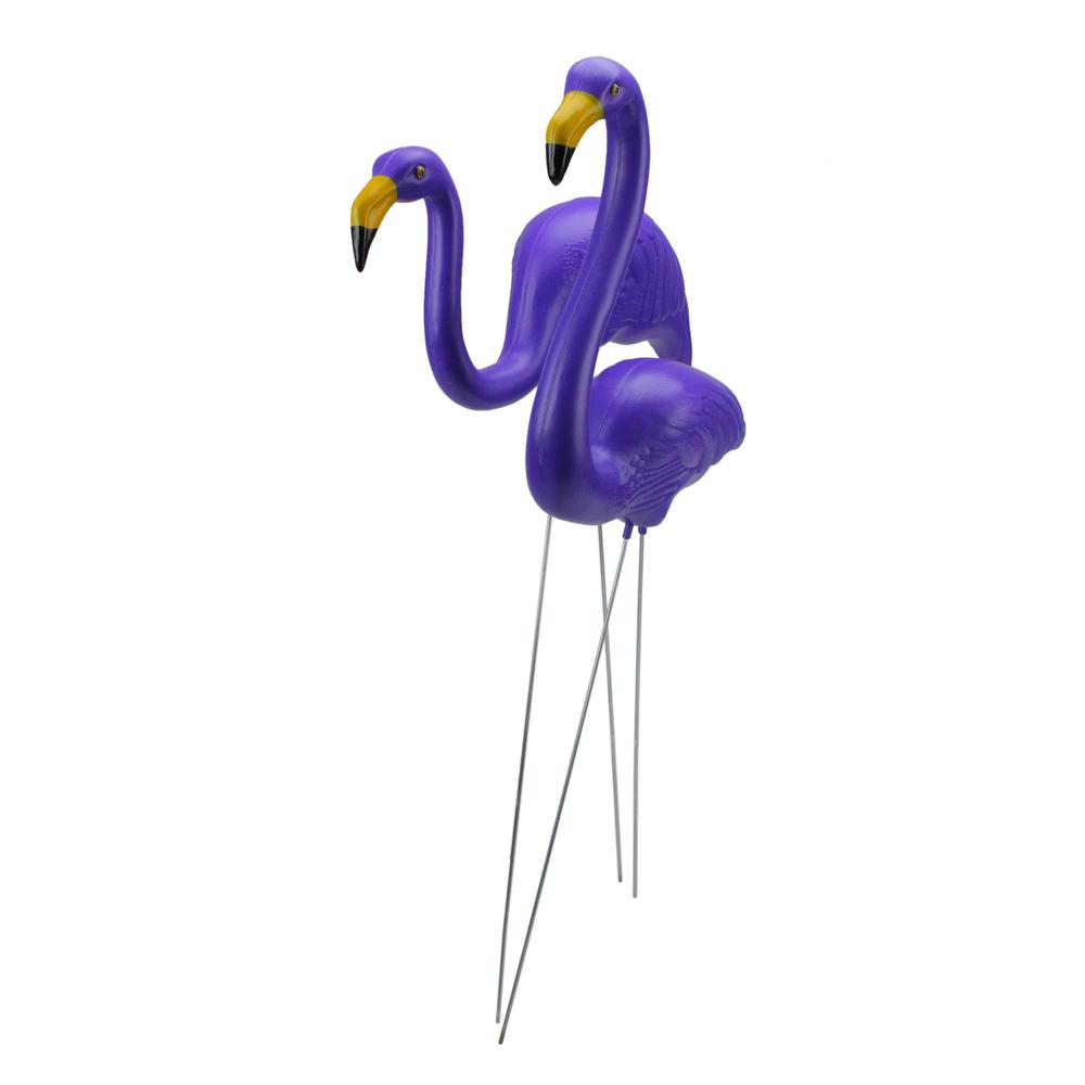 Set of 2 Tropical Purple Flamingo Outdoor Lawn Stakes 33". Picture 4