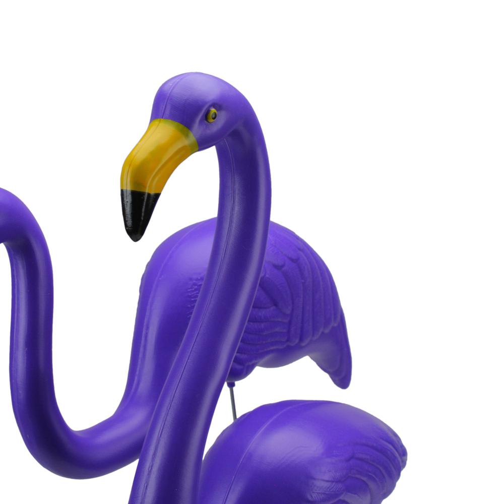 Set of 2 Tropical Purple Flamingo Outdoor Lawn Stakes 33". Picture 3