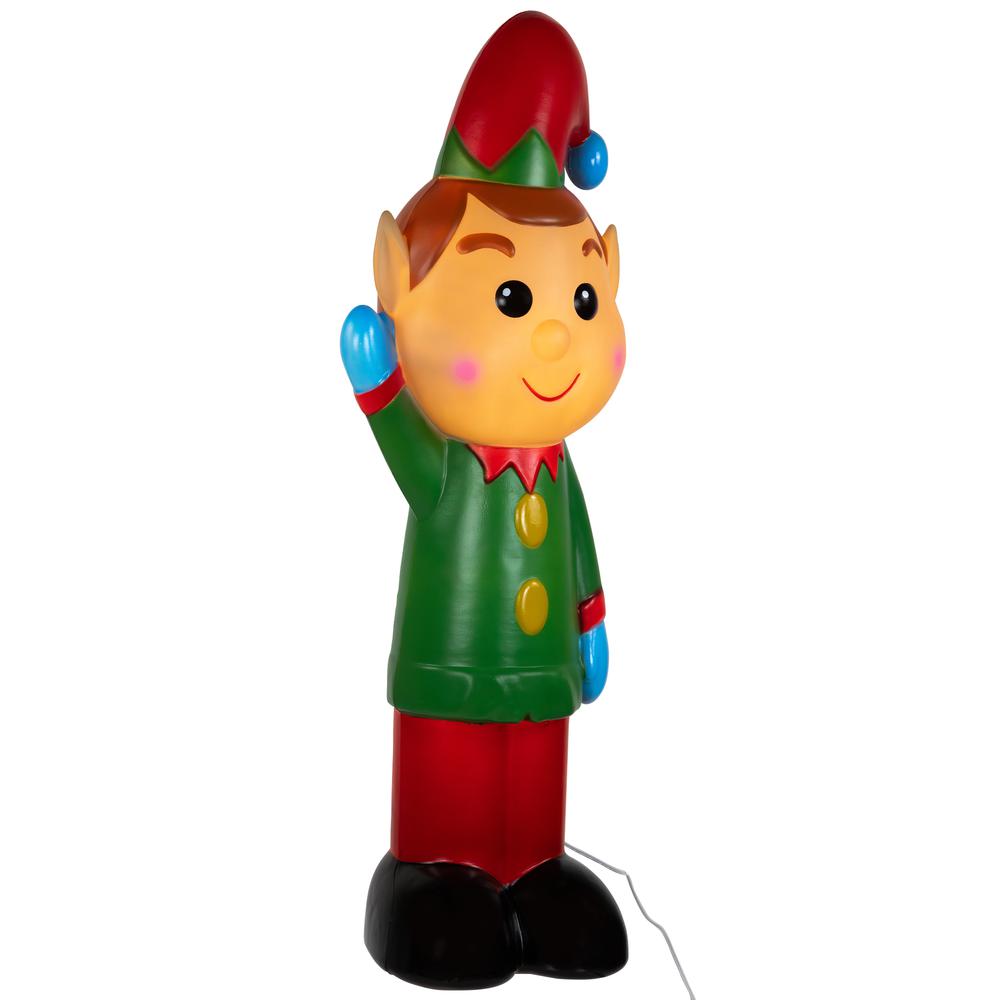 40" Lighted Retro Style Blow Mold Elf Outdoor Christmas Decoration. Picture 4