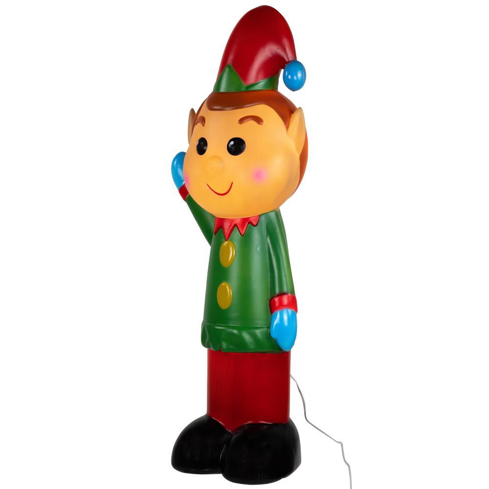 40" Lighted Retro Style Blow Mold Elf Outdoor Christmas Decoration. Picture 5